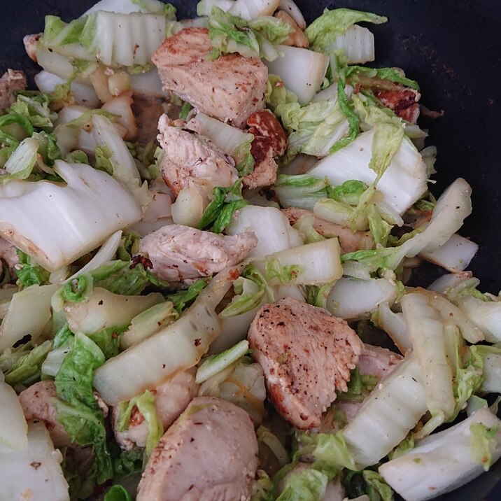 鶏胸肉と白菜の梅酢炒め